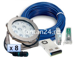 Комплект из 8 LED RGB прожекторов (Safe-Rain) для плавающего фонтана