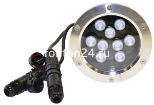 Подводный светодиодный прожектор (LED) 9 диодов, 45°, 12V.DC, теплый белый Подводный светодиодный прожектор (LED) 9 диодов, 45°, 12V.DC, теплый белый